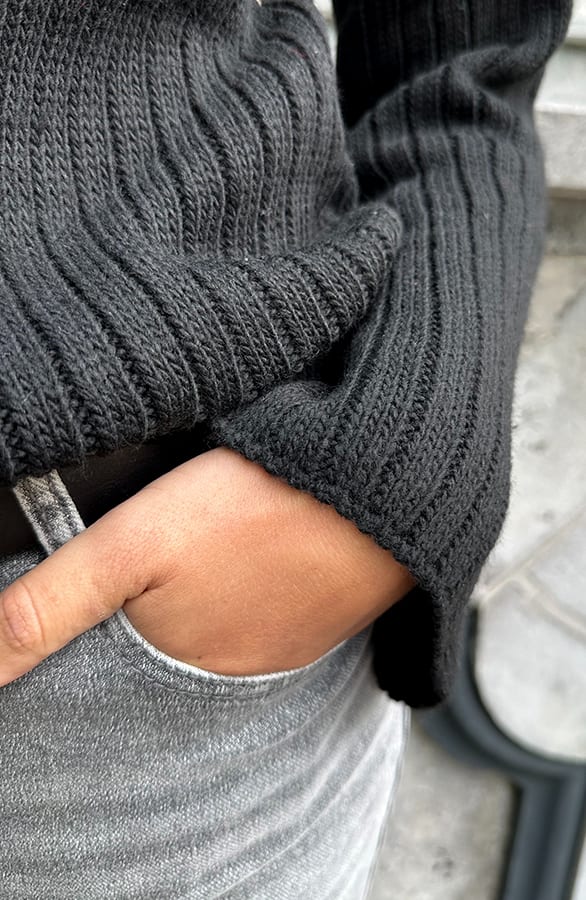 Knitted Long Sleeve Trui Wijde Mouw Zwart – truien, foto 7