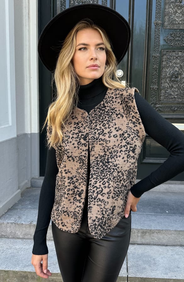 Pocket Leopard Gilet Choco – vesten, foto 3