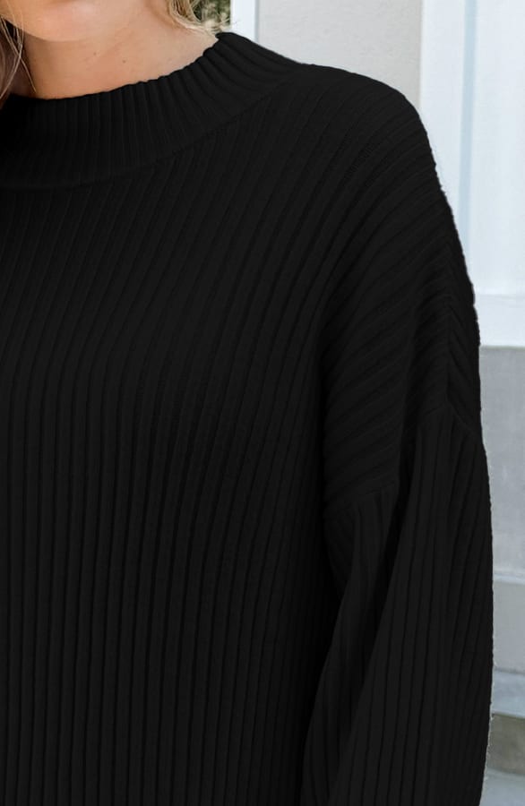 Oversized Knitted Sweater Dress Zwart – jurken, foto 4
