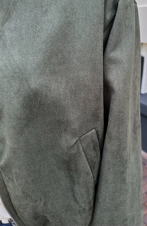 Oversized Suede Bomber Jacket Army – jassen, foto 6