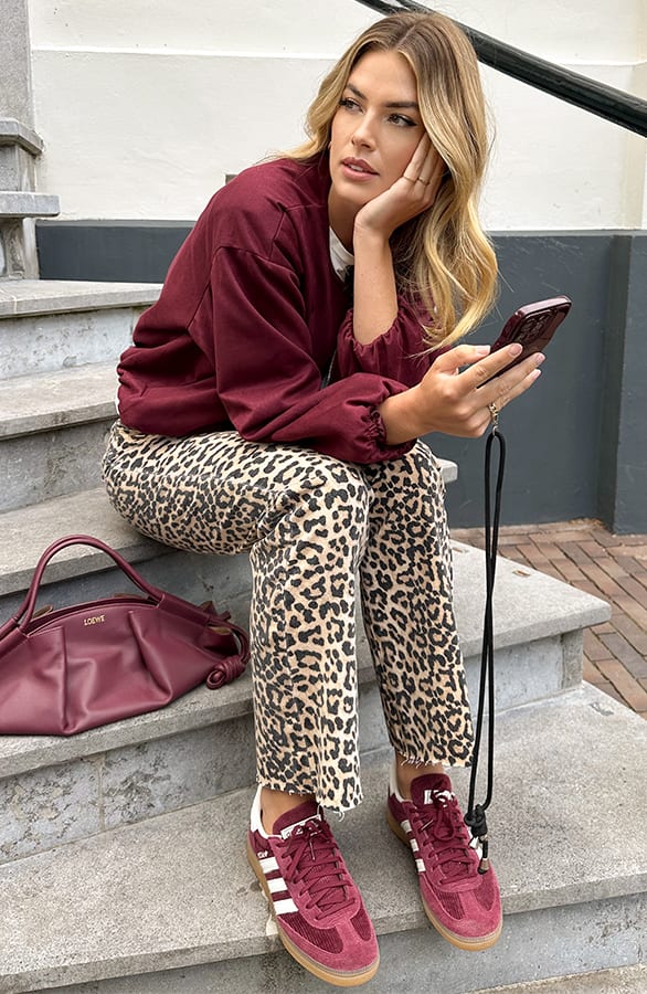 Oversized Suede Bomber Jacket Burgundy – jassen, foto 10
