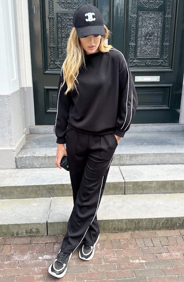 Oversized Trui Met Bies Zwart – truien, foto 5