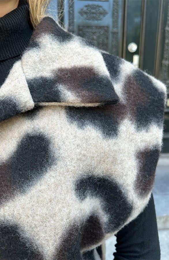 Oversized Woven Gilet Leopard Choco – vesten, foto 4