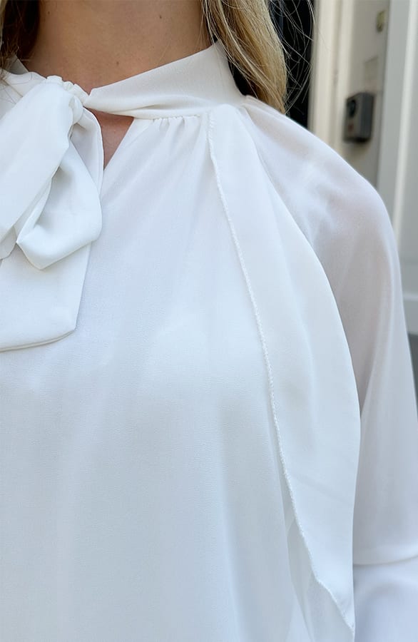 Ruffle Chiffon Strik Blouse Ecru – blouses, foto 8
