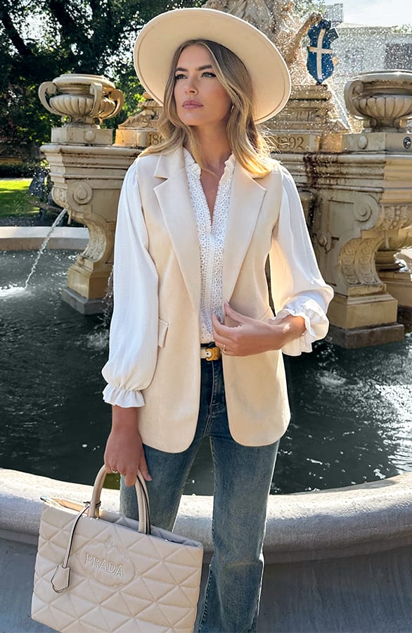 Suede Elegant Blazer Gilet Beige – gilets, foto 5