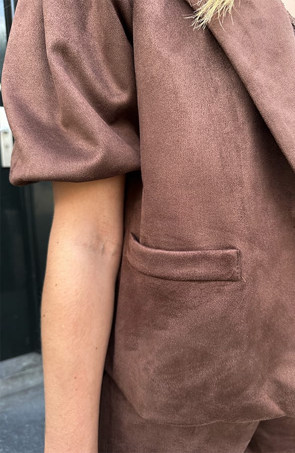 Suede Puff Sleeve Blazer Choco – blazers, foto 8