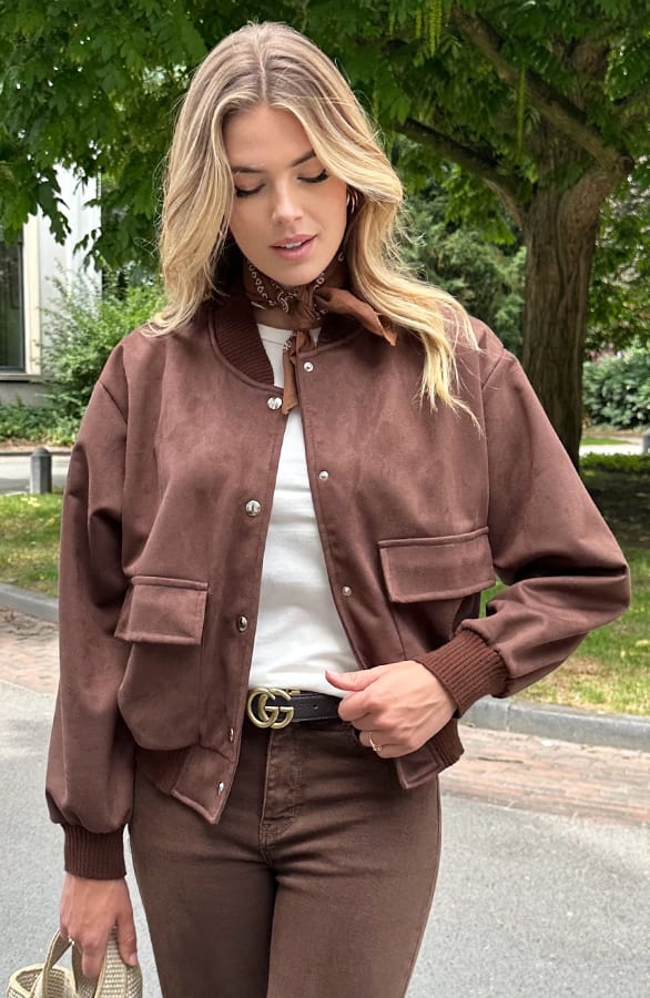 Suede Soft Bomber Jacket Choco – jassen, foto 3