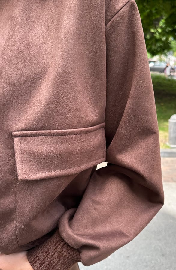 Suede Soft Bomber Jacket Choco – jassen, foto 7