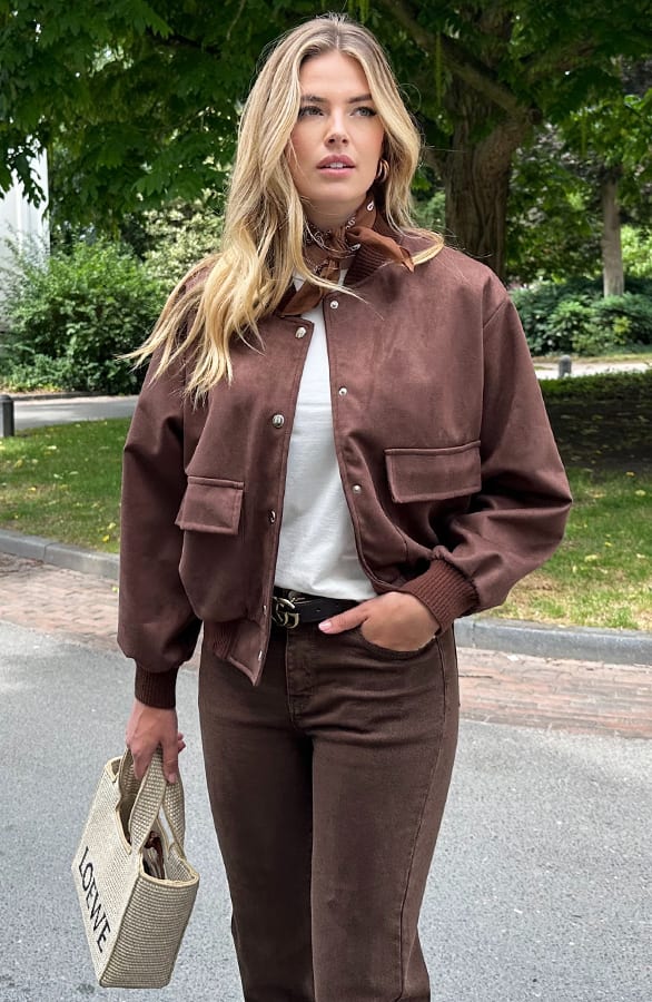 Suede Soft Bomber Jacket Choco – jassen, foto 9