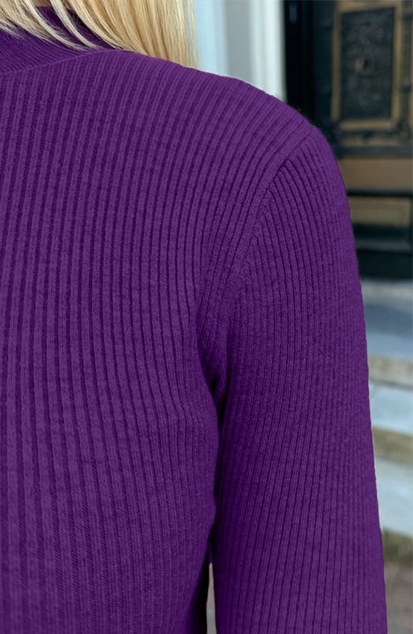 Ultra Soft Jurk Met Col Dark Purple – jurken, foto 5