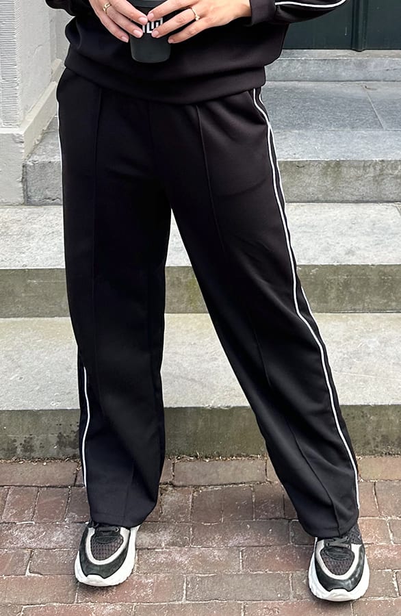 Wide Leg Pantalon Met Bies Zwart – broeken, foto 3