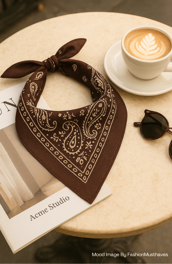 Classic Bandana Paisley Sjaal Choco – shoparchief, foto 2