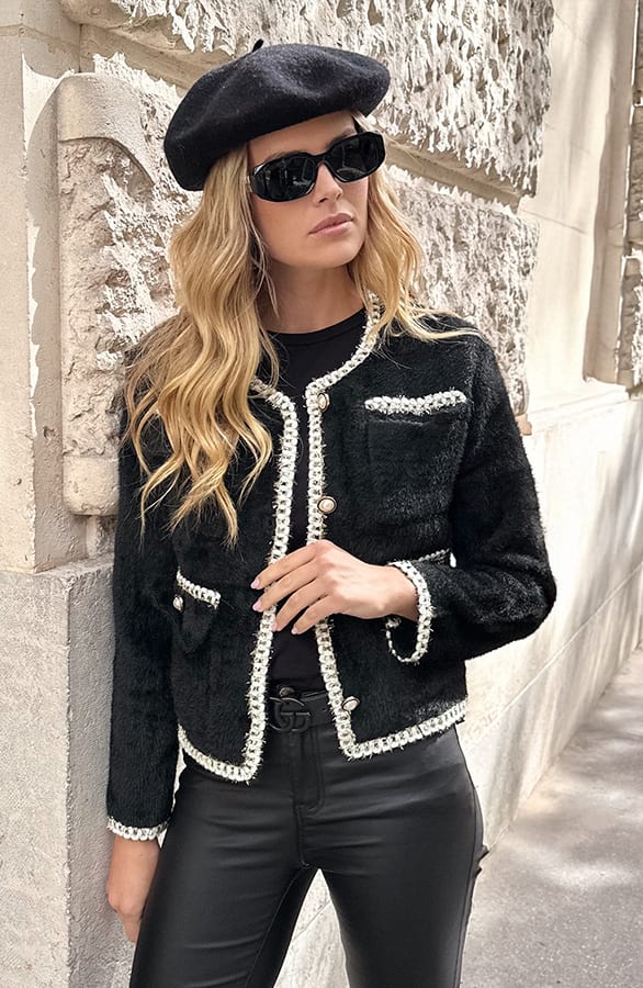 Chique Soft Button Jacket Zwart – jassen, foto 1