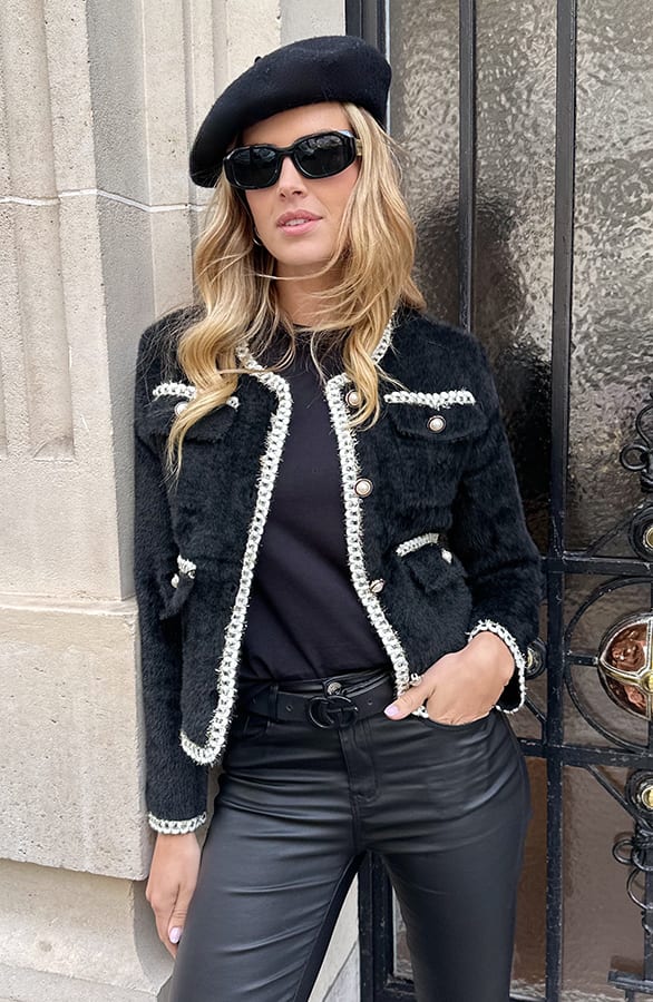 Chique Soft Button Jacket Zwart – jassen, foto 7