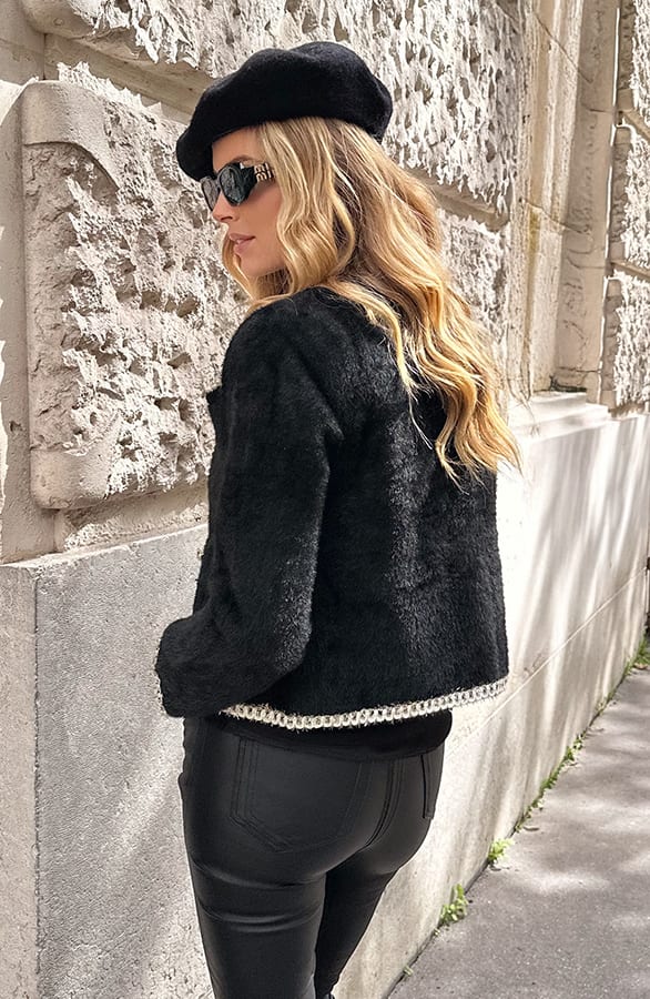 Chique Soft Button Jacket Zwart – jassen, foto 4