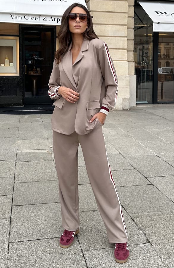 Stretch Blazer Met Bies Taupe – shoparchief, foto 3