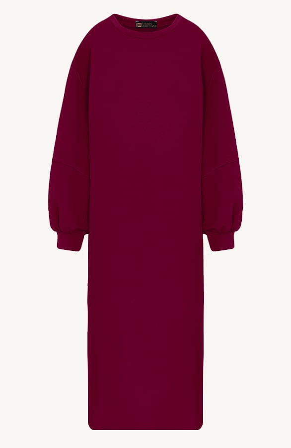 Comfy Oversized Sweater Dress Burgundy – jurken, foto 1