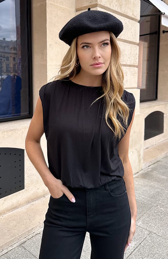 Cropped Top Met Plooien Zwart – tops, foto 3