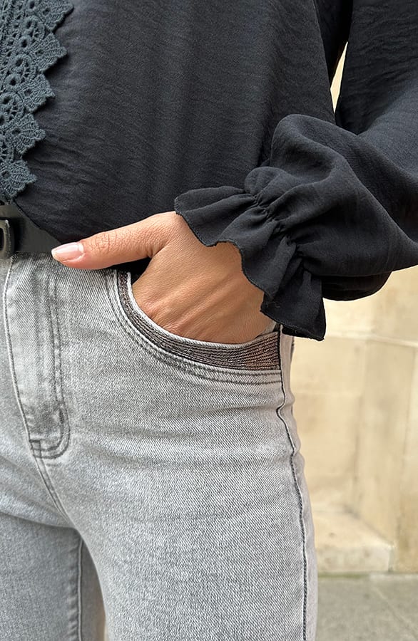 Denim Skinny Jeans Pailletten Grijs – spijkerbroeken, foto 5