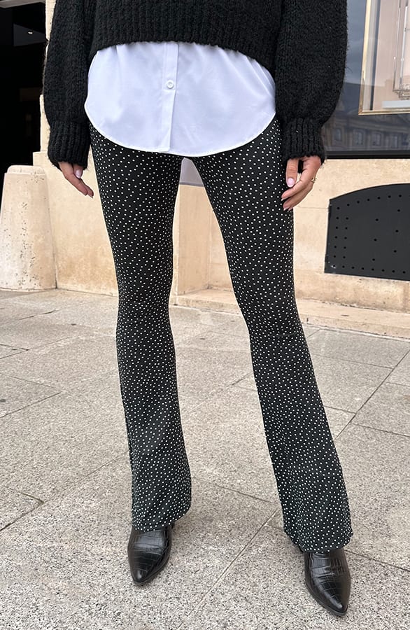 Flared Hose Polkadots Schwarz, Schlaghosen, Foto 3