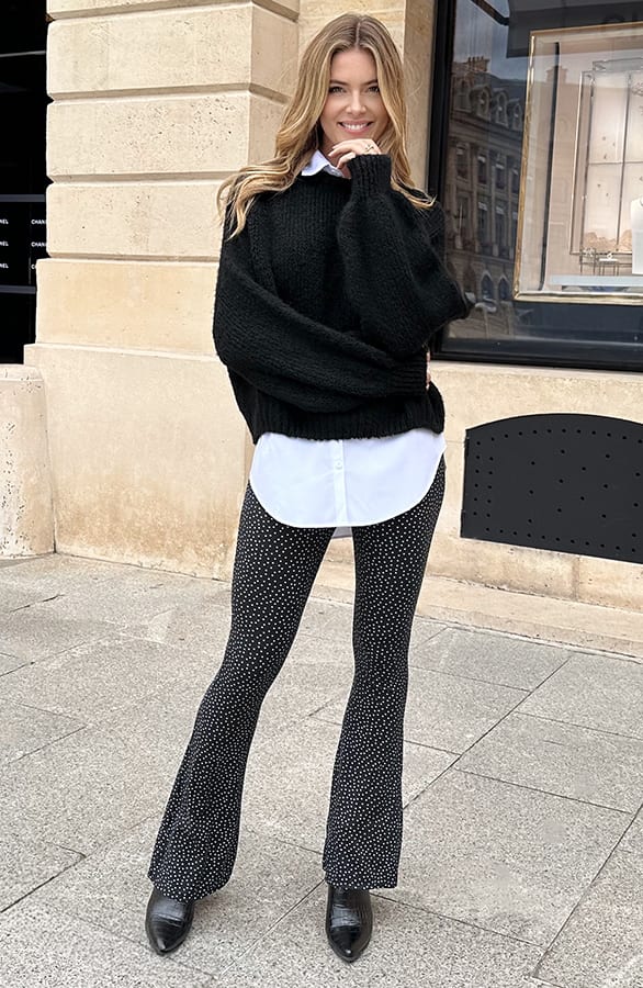 Flared Hose Polkadots Schwarz, Schlaghosen, Foto 6