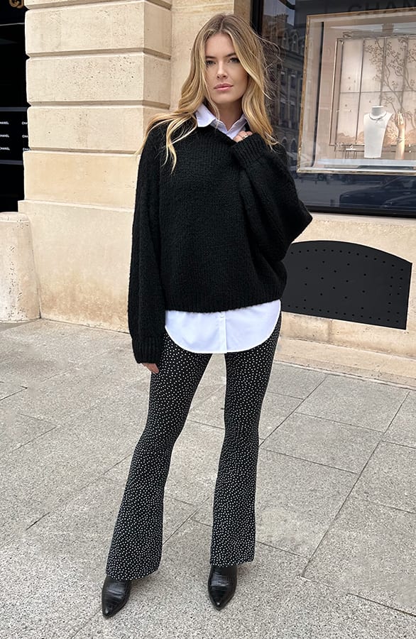Flared Hose Polkadots Schwarz, Schlaghosen, Foto 4