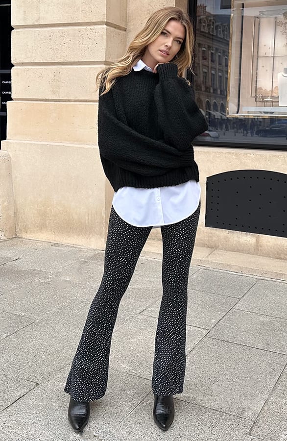 Flared Hose Polkadots Schwarz, Schlaghosen, Foto 8