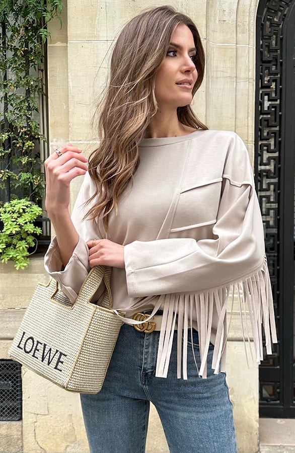 Franje Detail Sweater Beige – shoparchief, foto 1