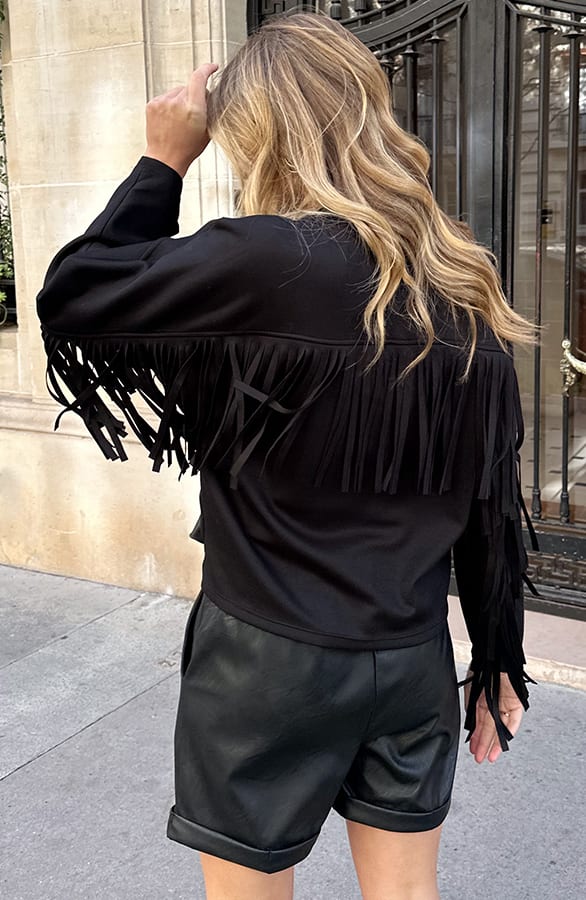 Franje Detail Sweater Zwart – truien, foto 3