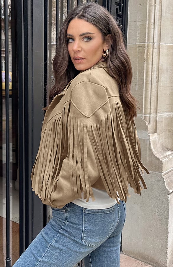 Fringe Jacket Met Studs Camel – shoparchief, foto 1