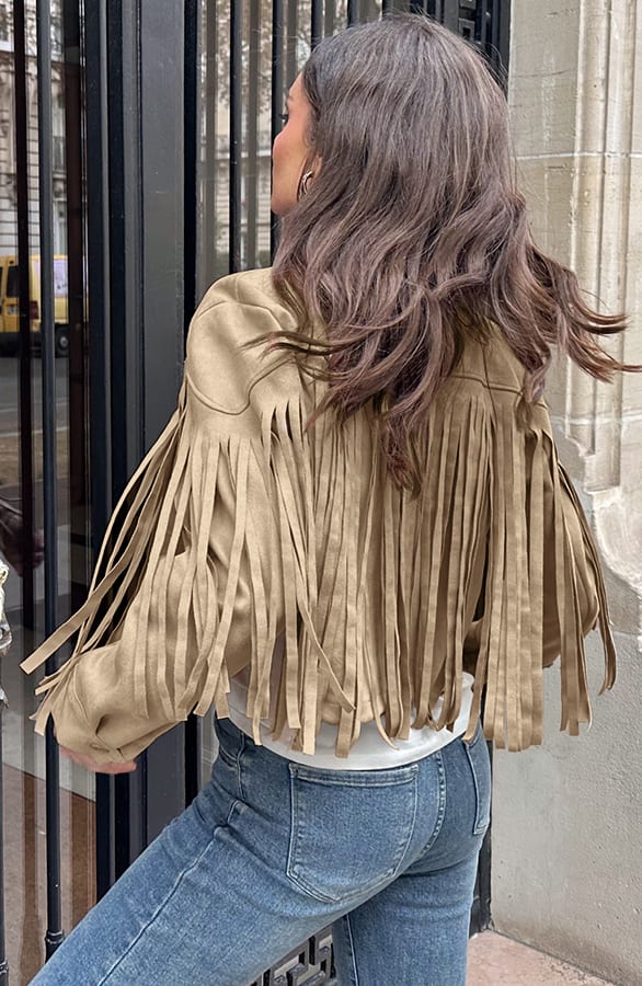 Fringe Jacket Met Studs Camel – shoparchief, foto 2