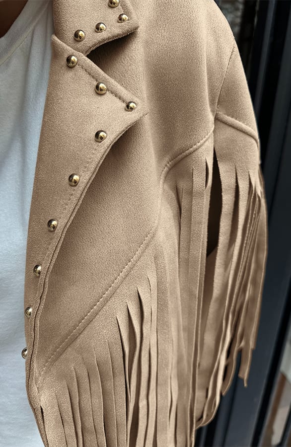 Fringe Jacket Met Studs Camel – shoparchief, foto 4