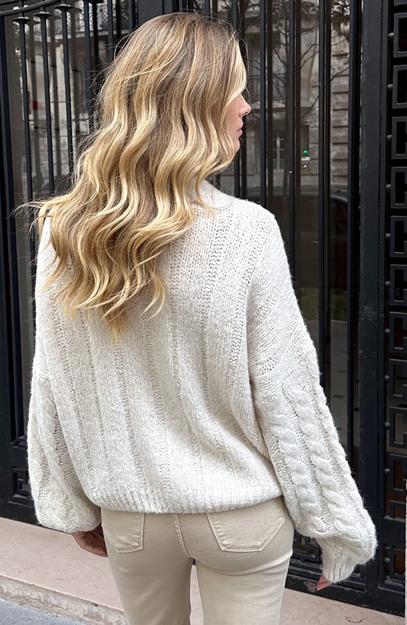 Knitted Kabel Vest Beige – vesten, foto 4