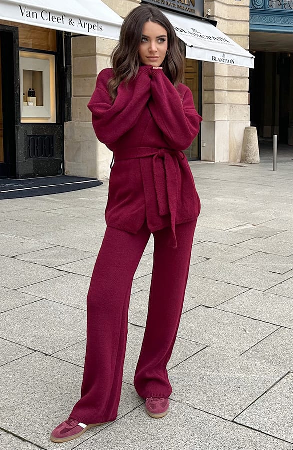 Wrap Knitted Vest Burgundy – vesten, foto 4