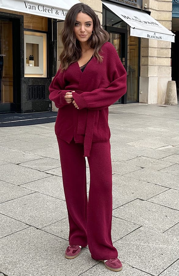 Knitted Lounge Pants Burgundy