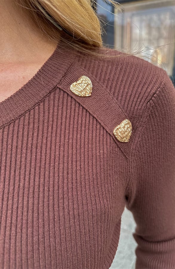 Knitted Trui Hartjes Knopen Choco – shoparchief, foto 5