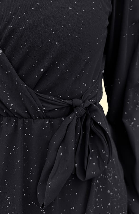 Luxury V-Hals Jurk Zwart Glitter – jurken, foto 5
