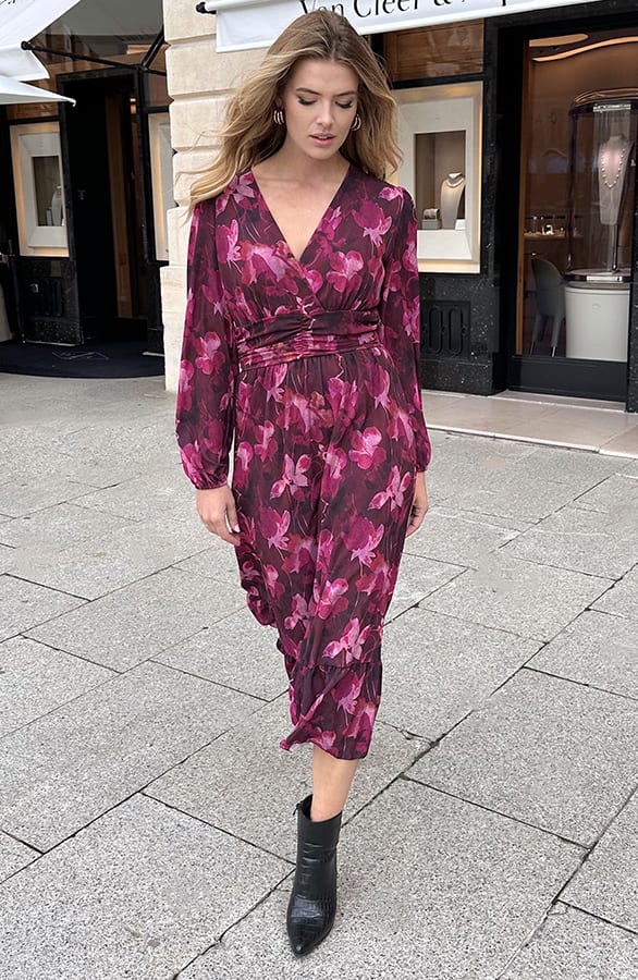 Maxi Jurk Flowerprint Roze – jurken, foto 2