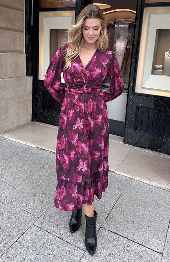 Maxi Jurk Flowerprint Roze – jurken, foto 4