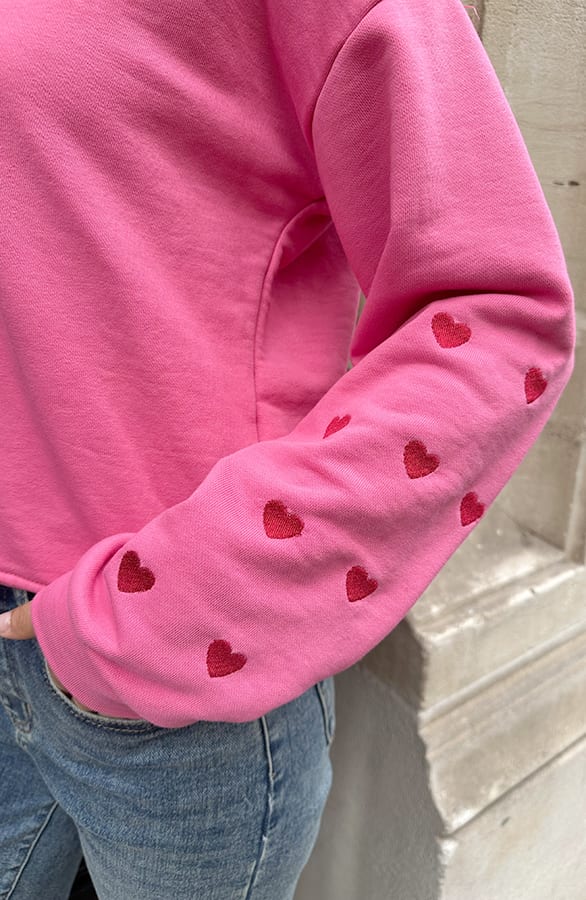 Oversized Heart Sweater Roze – truien, foto 4
