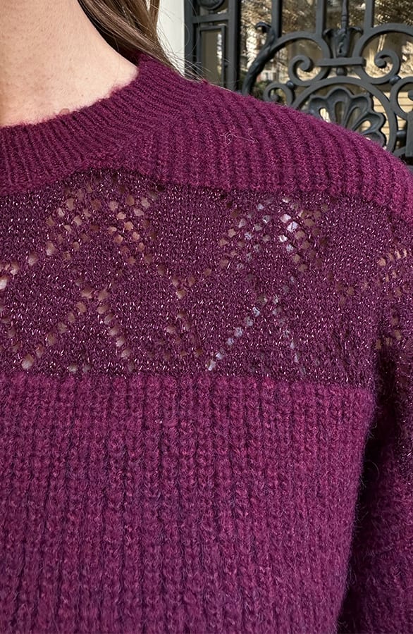 Oversized Knitted Lurex Pullover Burgundy, Pullover und Sweater, Foto 4