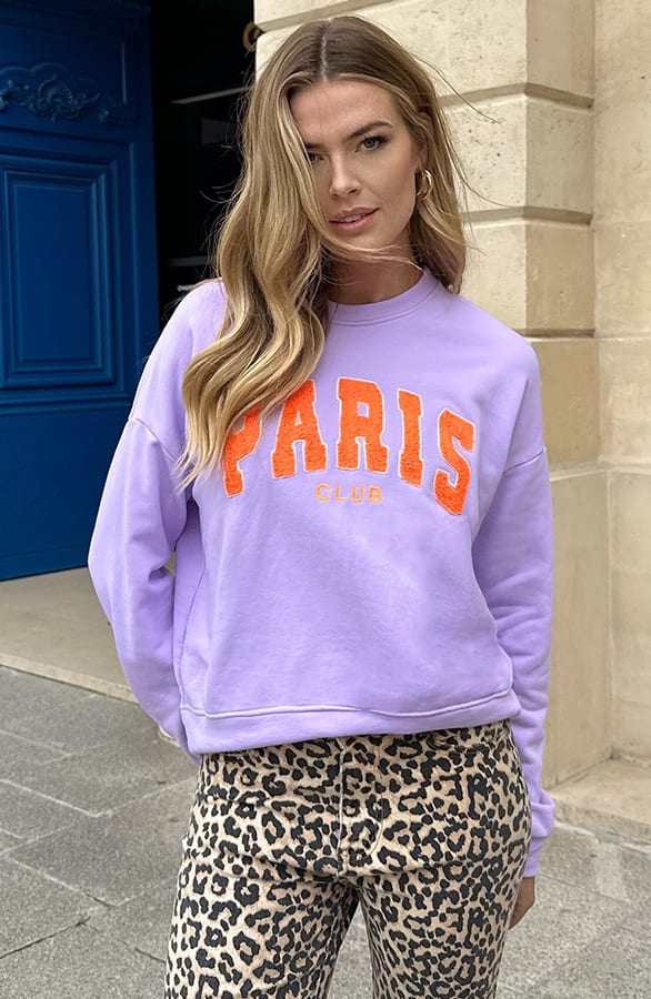 Oversized Paris Club Pullover Lila, Foto 5