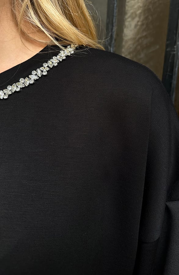 Oversized Strass Sweater Zwart – truien, foto 5