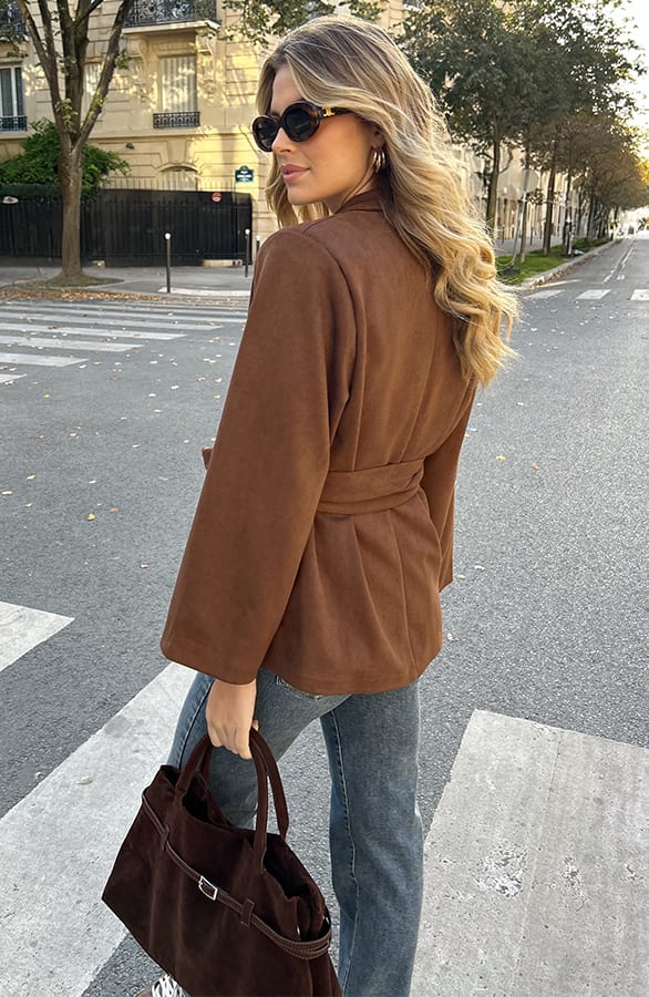 Oversized Suede Blazer Choco – shoparchief, foto 4