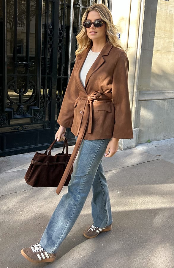 Oversized Suede Blazer Choco – shoparchief, foto 11