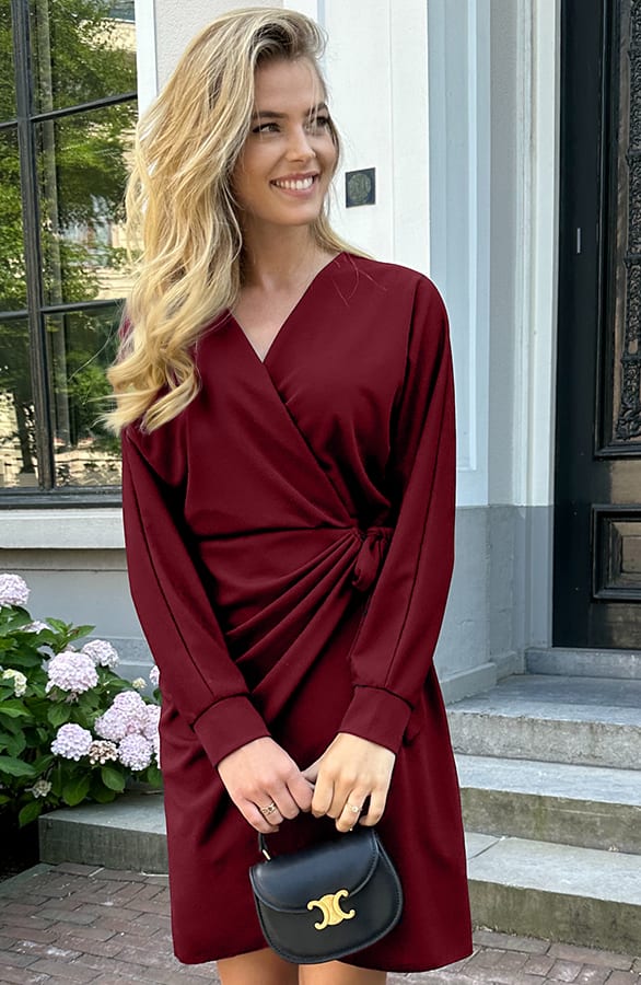 Scuba Long Sleeve Jurk Burgundy – jurken, foto 2