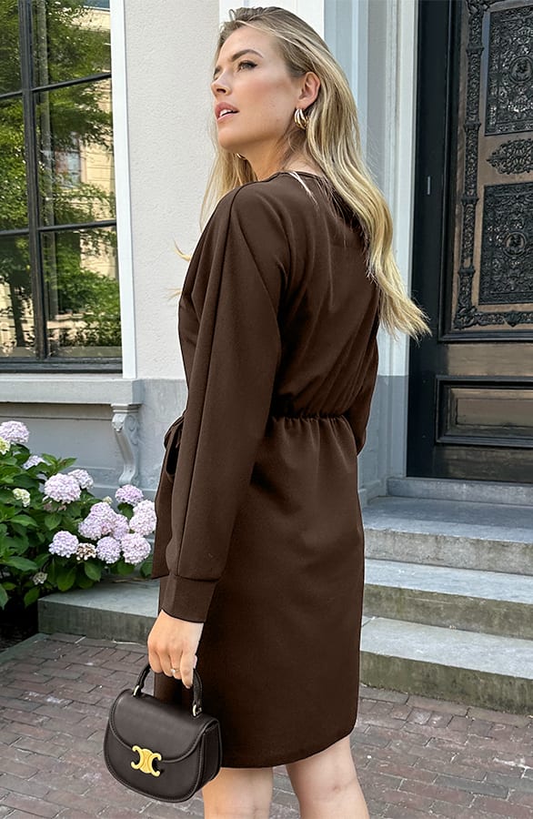 Scuba Long Sleeve Jurk Choco – jurken, foto 3
