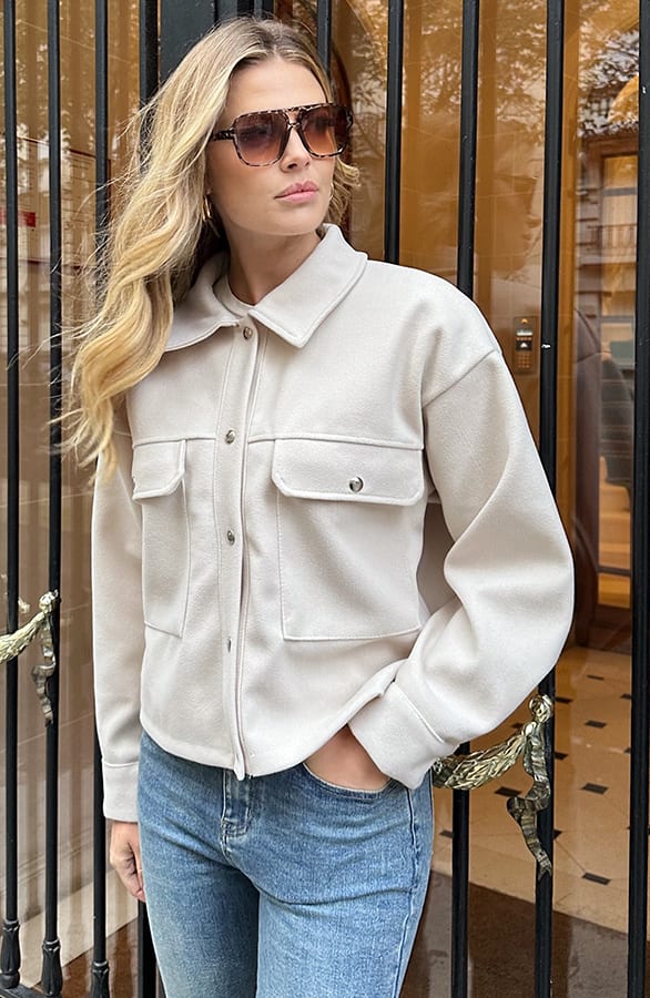 Soft Jacket Met Klepzakken Beige – jassen, foto 3