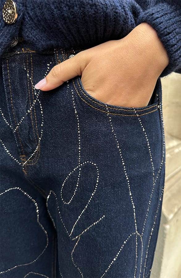 Sparkle Detailed Jeans Dark Denim – spijkerbroeken, foto 5
