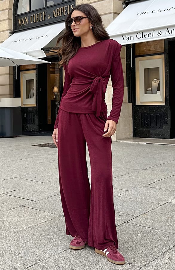 Straight Stretch Pantalon Burgundy – alle kleding, foto 2